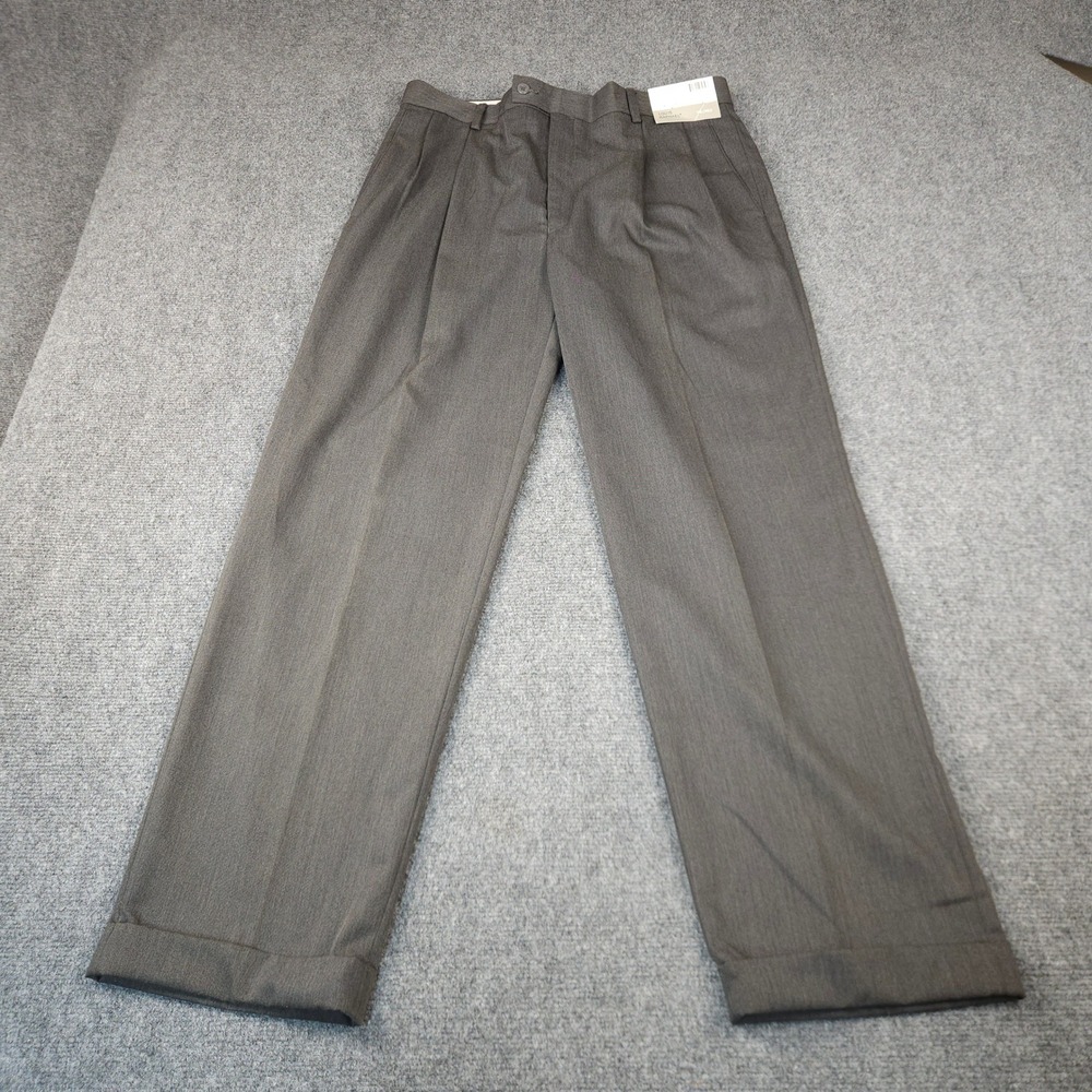Louis Raphael Tailored Men Pleated Dress Pant Charcoal Grey 34x30 Tony Gabardine